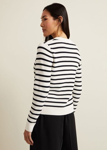 Phase Eight Chloe Stripe Knitwear White/Navy Australia | DN8319572